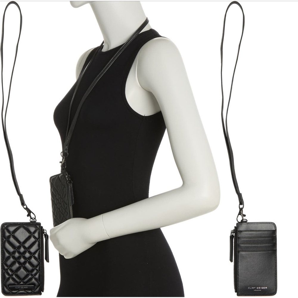 Kurt Geiger London Quilted Card Holder With Strap